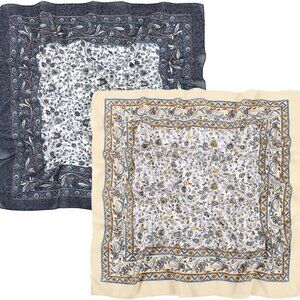 Women Cotton Polyester Square Scarf 27.5 Inch Soft Breathable Travel Gift